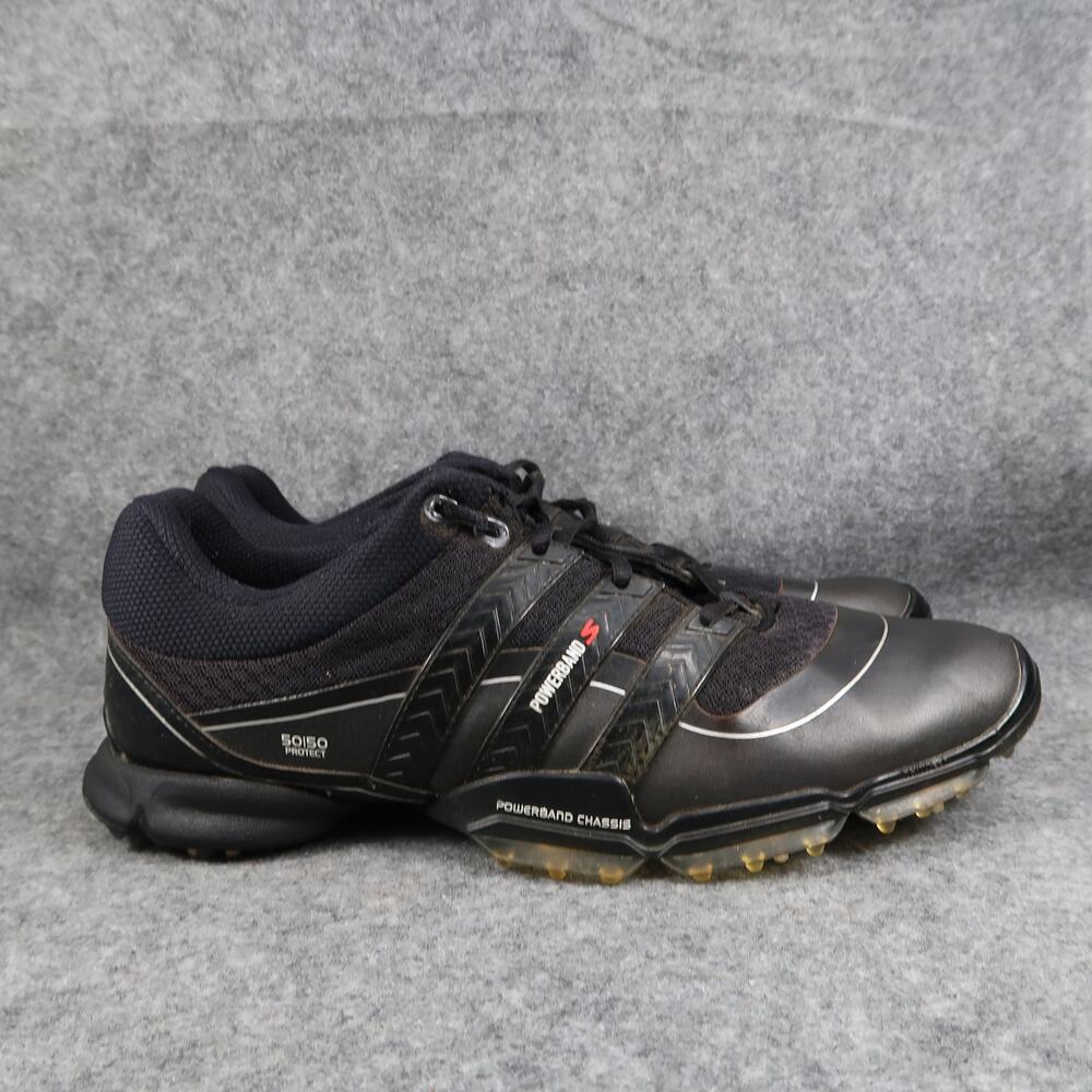 Adidas Shoes Mens 9 Golf Powerband Soft Spike Black Lace UP Athletic Fit Foam